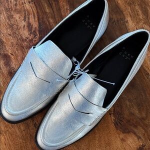 A New Day Women’s Metallic Silver Slip-On Loafers NWT Ladies Size 9
